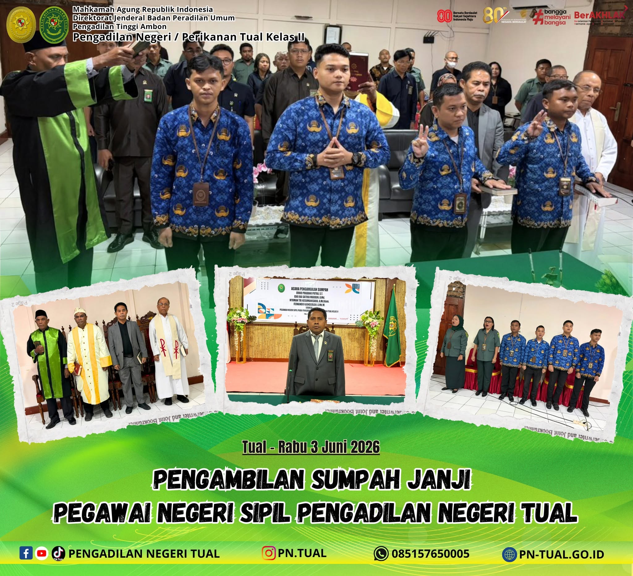 dilaksanakan acara Pelantikan dan Pengambilan Sumpah CPNS menjadi PNS