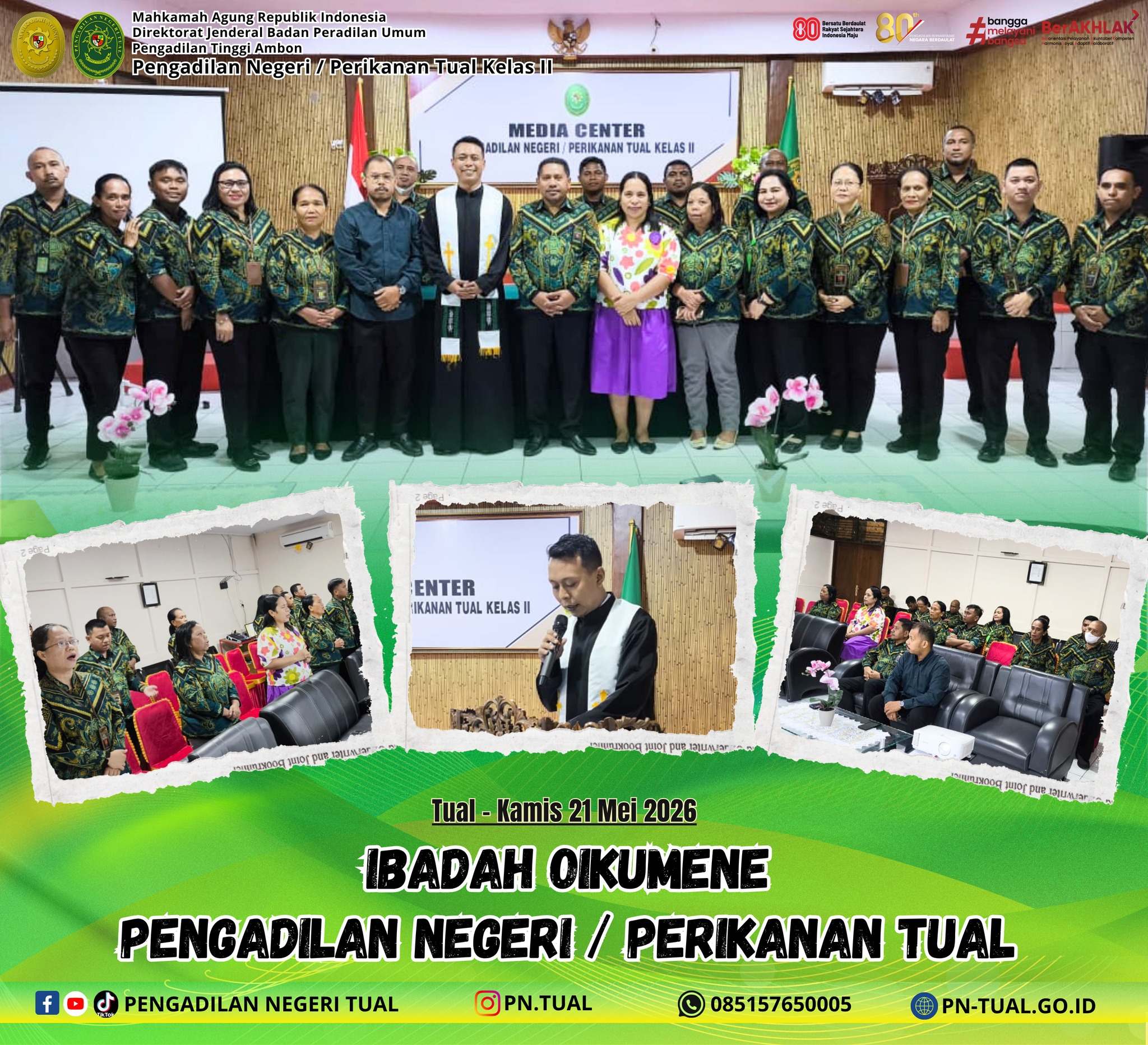 Keluarga besar umat Kristiani Pengadilan Negeri Perikanan Tual melaksanakan Ibadah Persekutuan Oikumene rutin 11zon
