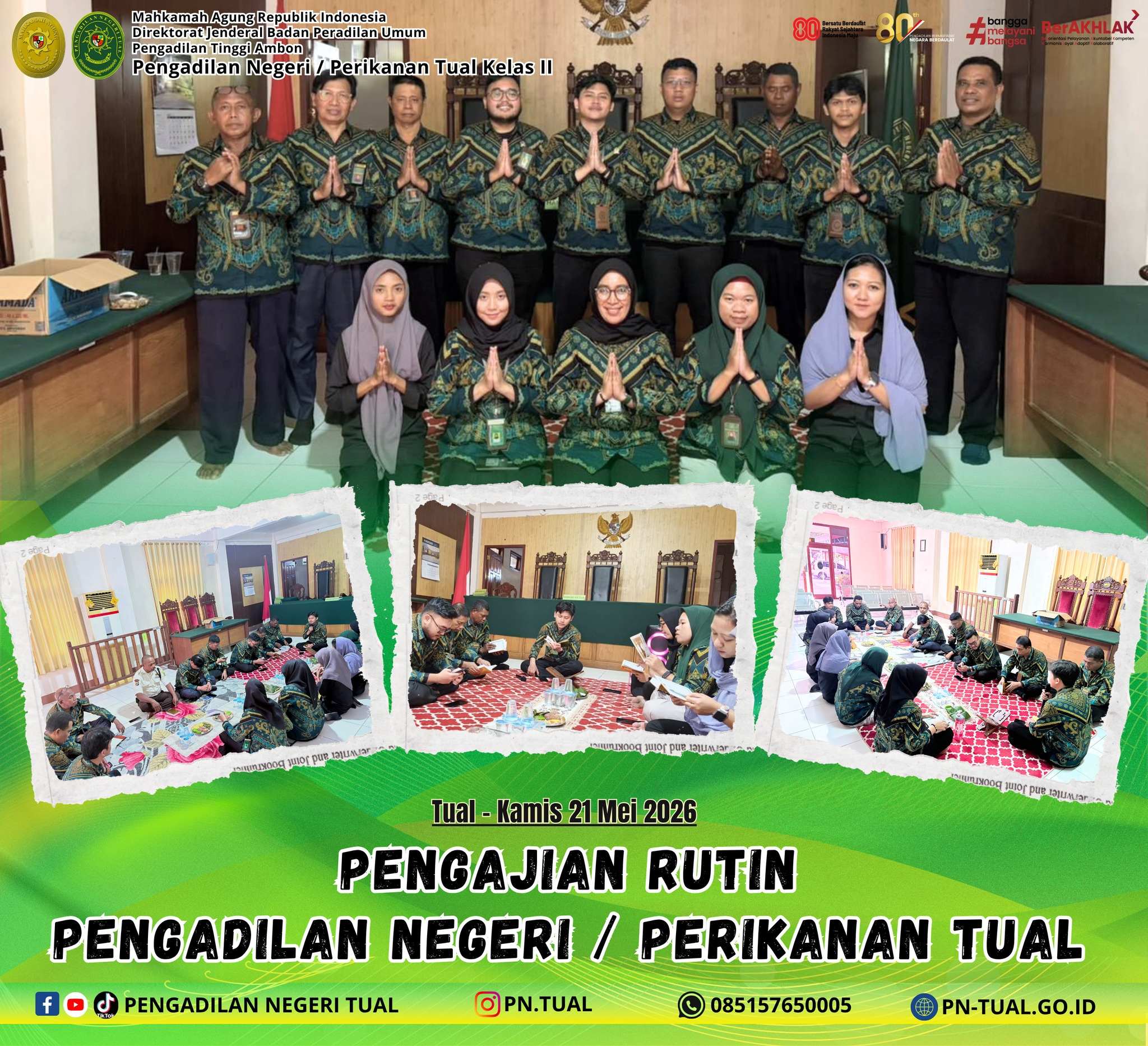 Seluruh Aparatur Sipil Negara yang Beragama Muslim melaksanakan kegiatan Pengajian Rutin Bulanan sebagai upaya pembinaan rohani dan peningkatan keimanan serta ketakwaan bagi seluruh aparatur peradilan 11zon
