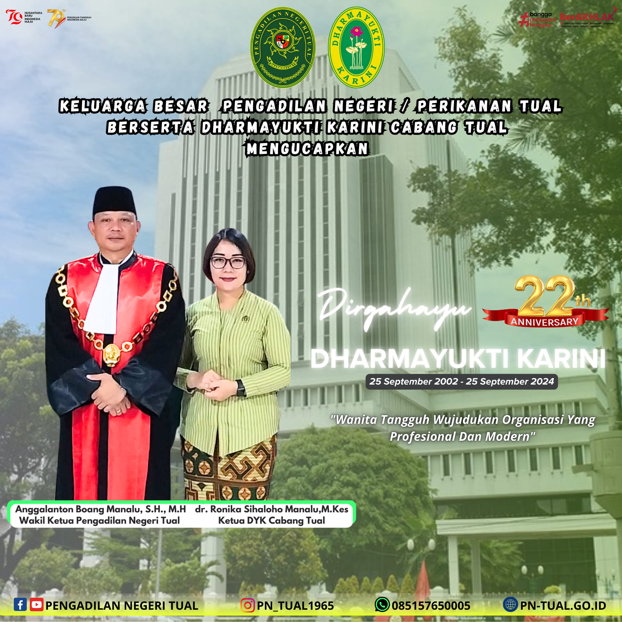 Mengucapkan Dirgahayu Dharmayukti Karini Yang Ke 22